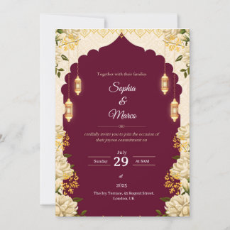 Elegant Burgundy  Wedding Invitation Card