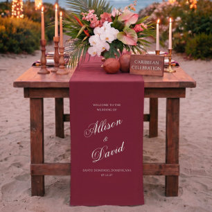 Elegant Burgundy Wedding Reception Table Decor Short Table Runner