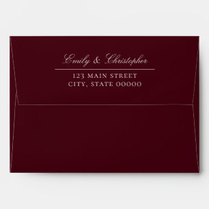 Elegant Burgundy Wedding Return Address Envelope