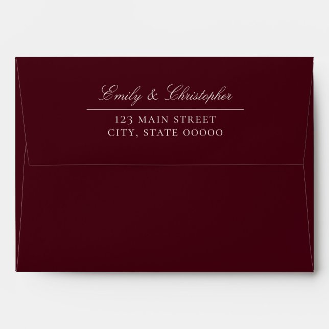 Elegant Burgundy Wedding Return Address Envelope (Back (Top Flap))