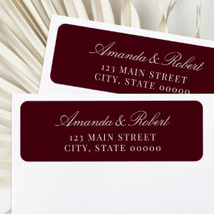 Elegant Burgundy Wedding Return Address Label