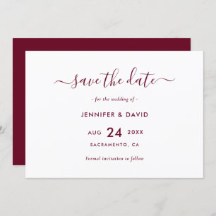 Elegant Burgundy Wedding Save The Date