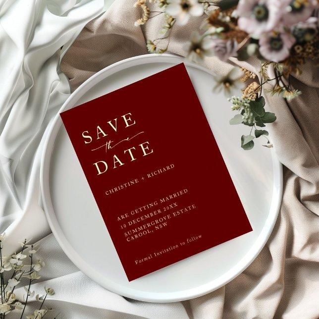 Elegant Burgundy Wedding Save the Date  (Creator Uploaded)