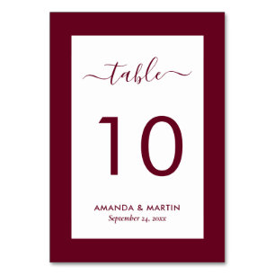 Elegant Burgundy Wedding Table Number