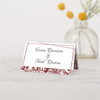 Elegant Burgundy Wedding Table Number Place Card