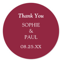 Elegant Burgundy Wedding Thank You Sticker