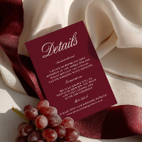 Elegant Burgundy Wedding Website Enclosure Card