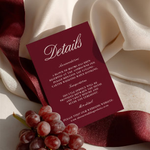 Elegant Burgundy Wedding Website Enclosure Card