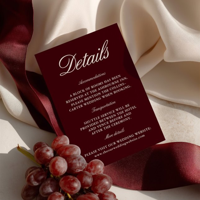 Elegant Burgundy Wedding Website Enclosure Card (Elegant Burgundy Wedding Website Enclosure Card)