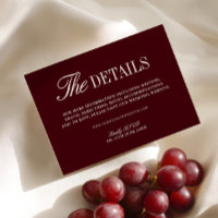 Elegant Burgundy Wedding Website Enclosure Card