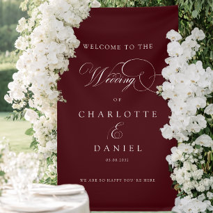 Elegant Burgundy Wedding Welcome Banner