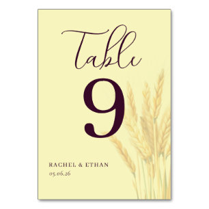 Elegant Burgundy Wheat Table Number