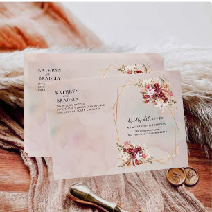 Elegant Burgundy & White Floral Envelope