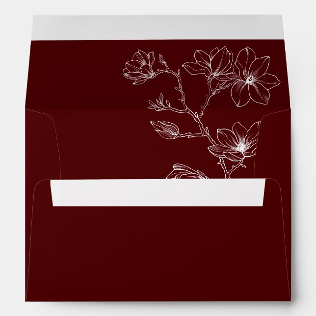 Elegant Burgundy & White Floral Wedding Envelope (Back (Bottom))