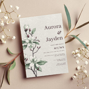 Elegant burgundy white mint floral lace wedding invitation