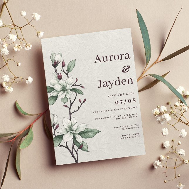 Elegant burgundy white mint floral lace wedding invitation (Elegant burgundy white mint floral lace wedding)