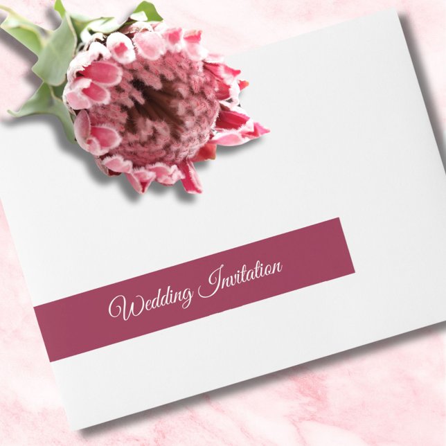 Elegant Burgundy & White Text Wedding Invitation Wraparound Address Label (Creator Uploaded)