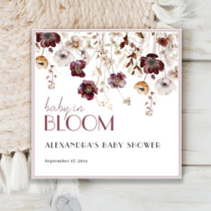 Elegant Burgundy Wildflowers Baby Shower Napkin