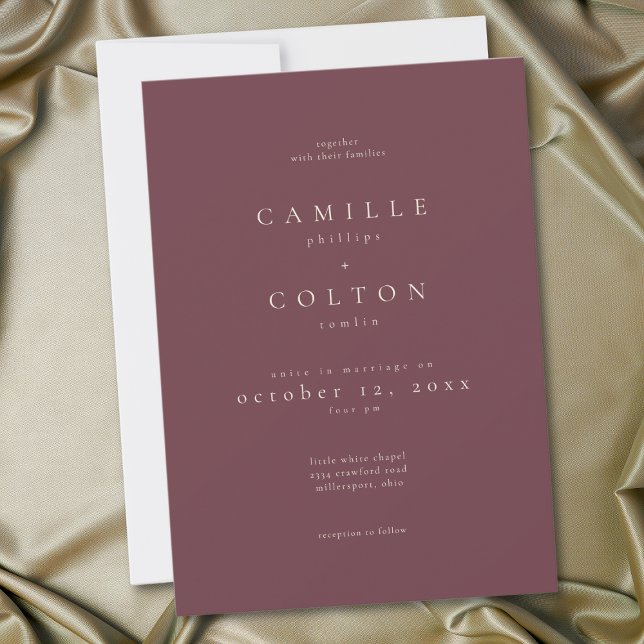 Elegant Burgundy Wine Minimalist Wedding Invitation (Elegant Burgundy Wine Minimalist Wedding Invitation)
