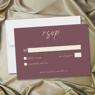 Elegant Burgundy Wine Minimalist Wedding RSVP Card