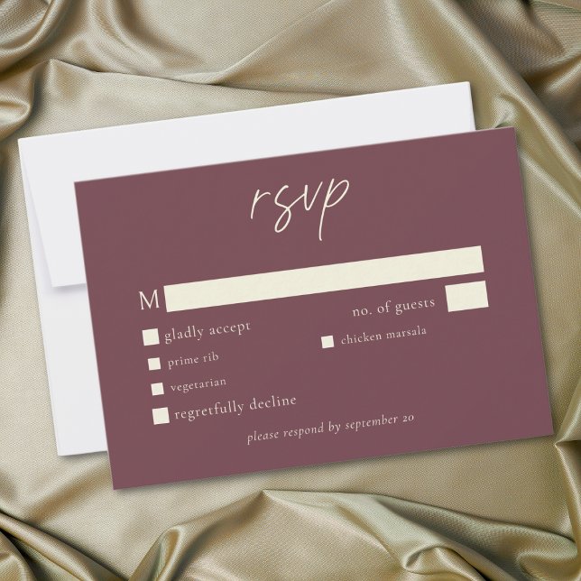Elegant Burgundy Wine Minimalist Wedding RSVP Card (Elegant Burgundy Wine Minimalist Wedding RSVP Card)
