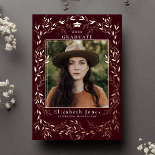 Elegant Burgundy Wreath Graduation Photo