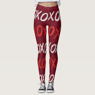 Elegant Burgundy XOXO Hugs and Kisses Leggings