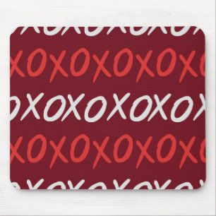 Elegant Burgundy XOXO Hugs and Kisses Mouse Pad