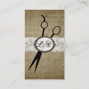 elegant burlap and lace hair stylist hairstylist business card