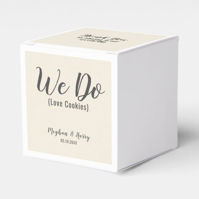 Elegant Burlap We Do Love Cookies Custom Favour Box (Front Side)