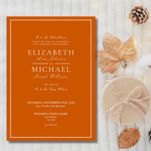 Elegant Burnt orang & White Classic Script wedding