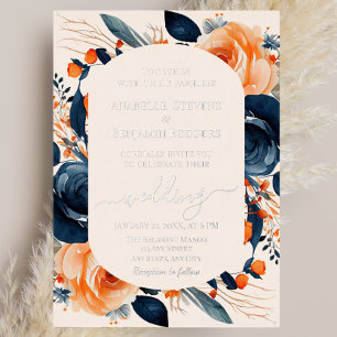 Elegant Burnt Orange and Navy Blue Floral Wedding