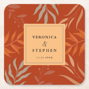 Elegant Burnt orange boho Paper Napkin Square Paper Coaster