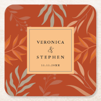 Elegant Burnt orange boho Paper Napkin Square Paper Coaster
