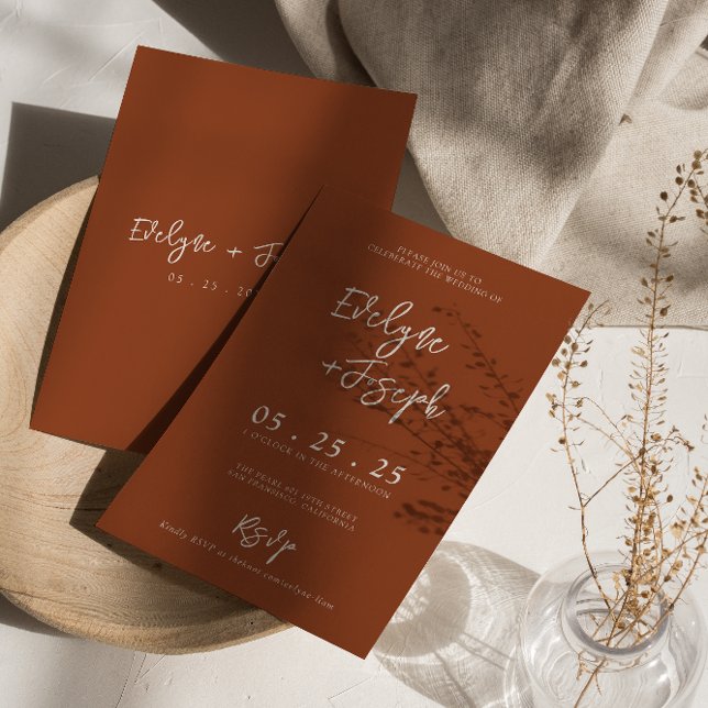 Elegant Burnt Orange Boho Rsvp Wedding   Invitation (Creator Uploaded)