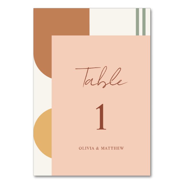Elegant Burnt Orange Rustic Boho Arch Table Number (Front)