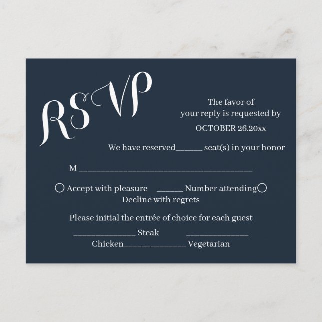 Elegant Burnt Orange Script Wedding RSVP Card (Front)
