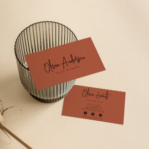 Elegant Burnt Orange Terracotta Boho Chic Modern  Business Card