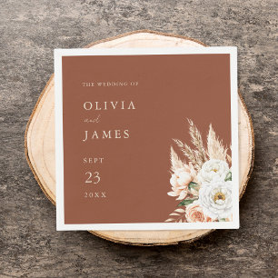 Elegant Burnt Orange Terracotta Floral Wedding  Napkin