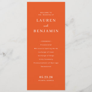Elegant Burnt Orange Wedding Ceremony Program