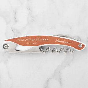 Elegant Burnt Orange Wedding Thank You Favours Corkscrew