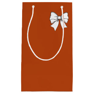 Elegant Burnt Orange White Bow Wedding Welcome Fav Small Gift Bag