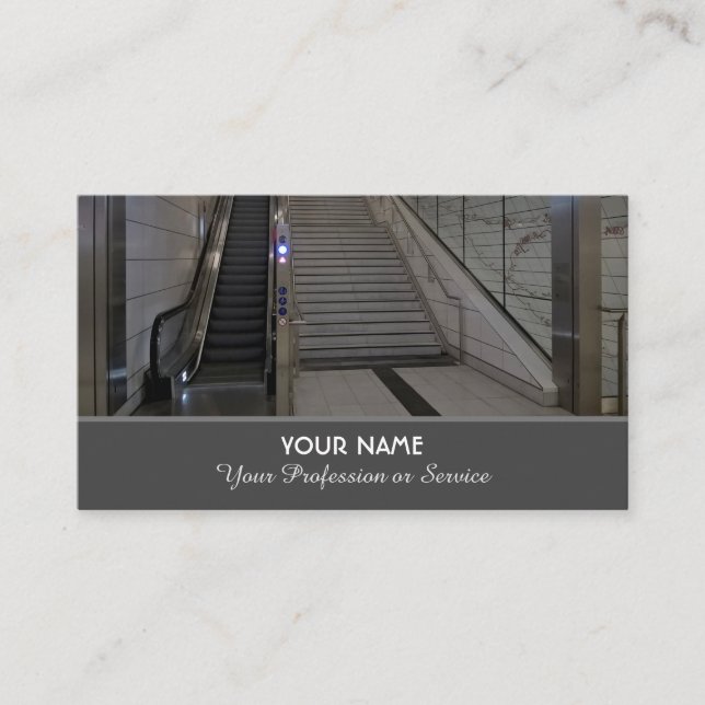 Elegant business card for escalator experts (Front)
