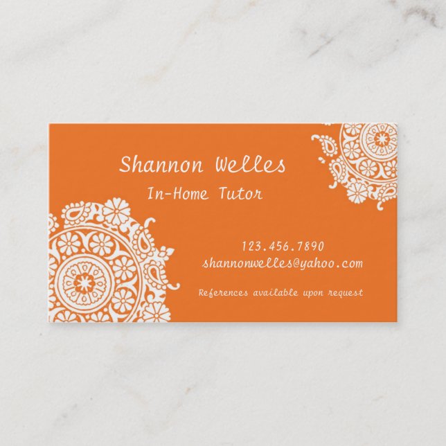 Elegant Business Card in Orange and White (Front)