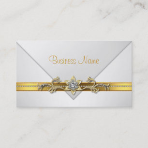 Elegant Business Card White Gold Jewel Trim