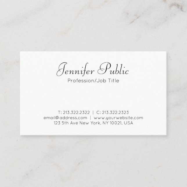 Elegant Business Cards Handwritten Name Template (Front)