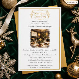Elegant Business Christmas Dinner Party  Invitation