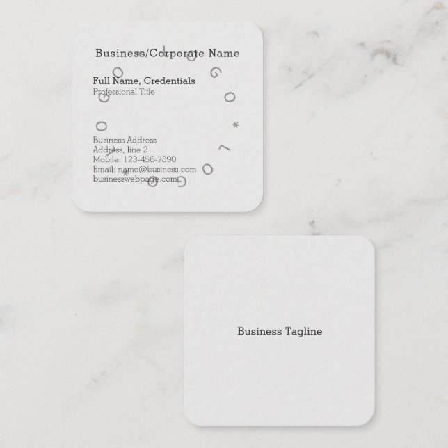 Elegant Business Company Logo Formal Light Grey Square Business Card (Front/Back)