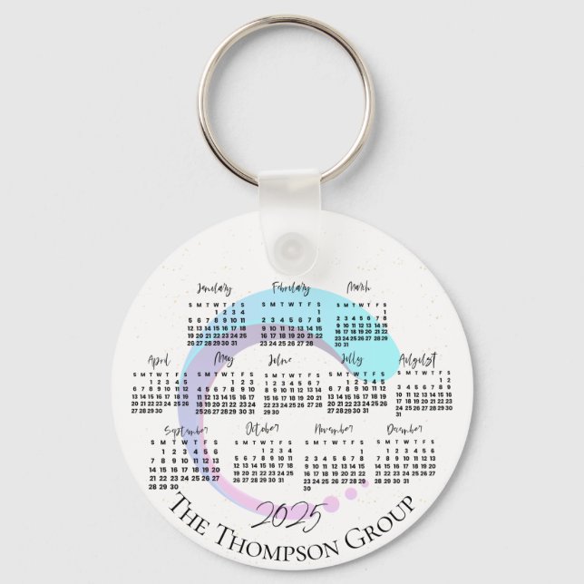 Elegant Business Company Name Logo Calendar Key Ring (Front)
