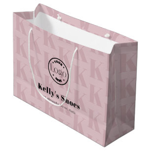 Elegant Business Custom Logo   Monogram Shopping Large Gift Bag